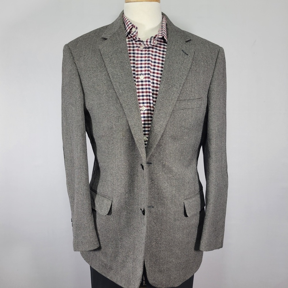 Oleg Cassini Men's Sport Coat Blazer Two Button Soft Herringbone Silk Wool 42R